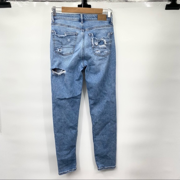 American Eagle Light Wash Distressed Mom Jean - Picture 2 of 11